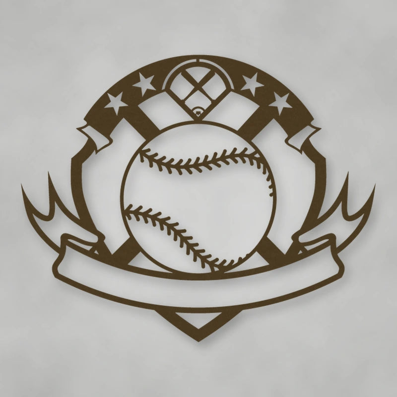 Personalized Baseball Sign shown in Metallic Bronze powder coat finish.