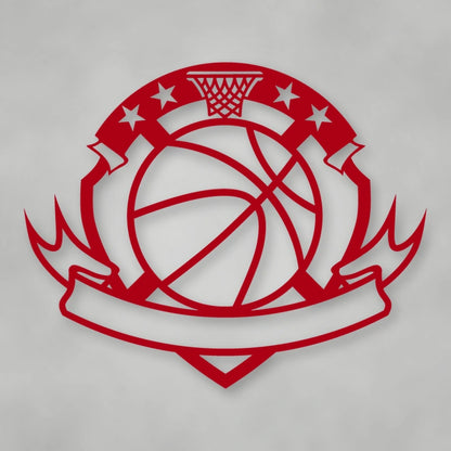 Personalized Basketball Sign shown in Gloss Red powder coat finish.
