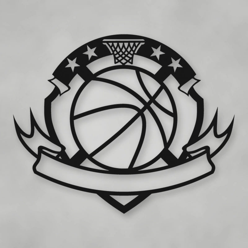 Personalized Basketball Sign shown in Matte Black powder coat finish.