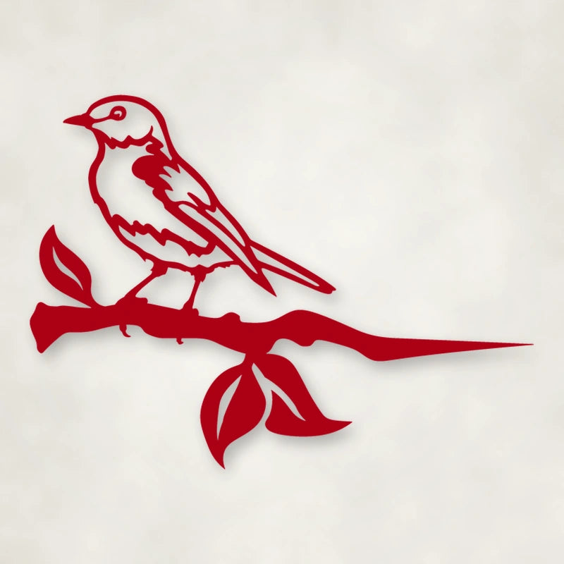 Bluebird Metal Bird Tree Sign shown in Gloss Red powder coat finish.