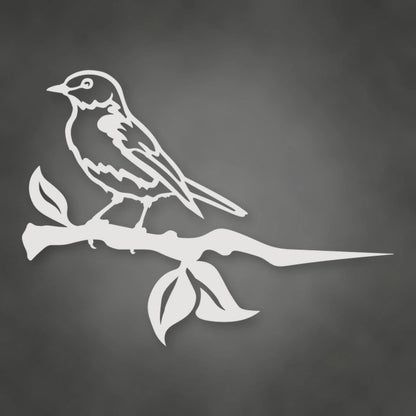 Bluebird Metal Bird Tree Sign shown in Gloss White powder coat finish.