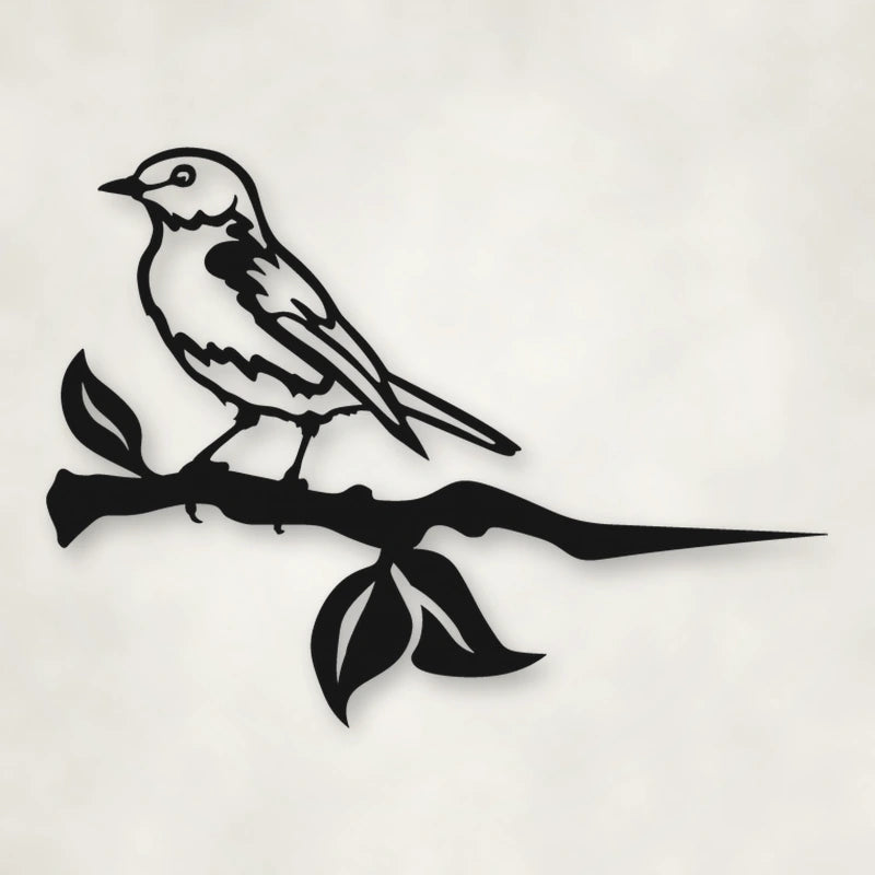 Bluebird Metal Bird Tree Sign shown in Matte Black powder coat finish.