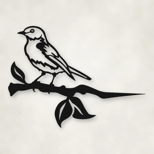 Bluebird Metal Bird Tree Sign shown in Matte Black powder coat finish.