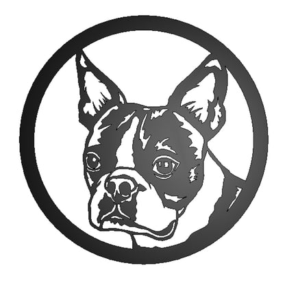 Boston Terrier Dog Silhouette Metal Sign