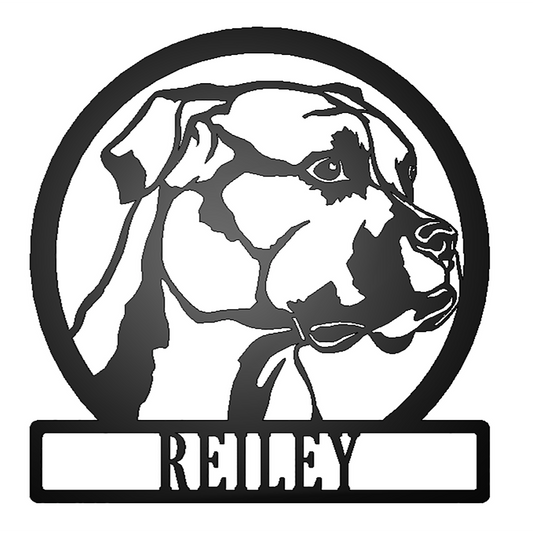 Boxer Dog Silhouette with Personalized Name Metal Sign
