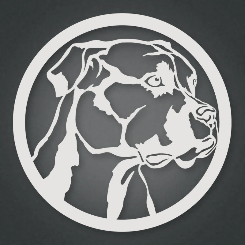 Boxer Dog Silhouette Metal Sign shown in Gloss White powder coat finish.