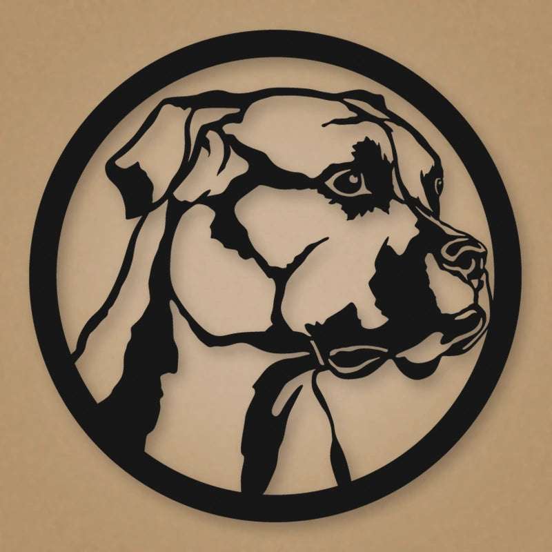 Boxer Dog Silhouette Metal Sign shown in Matte Black powder coat finish.