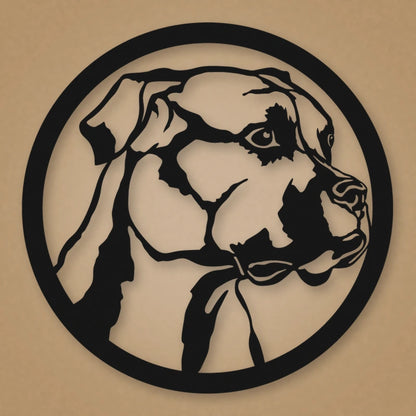 Boxer Dog Silhouette Metal Sign shown in Matte Black powder coat finish.