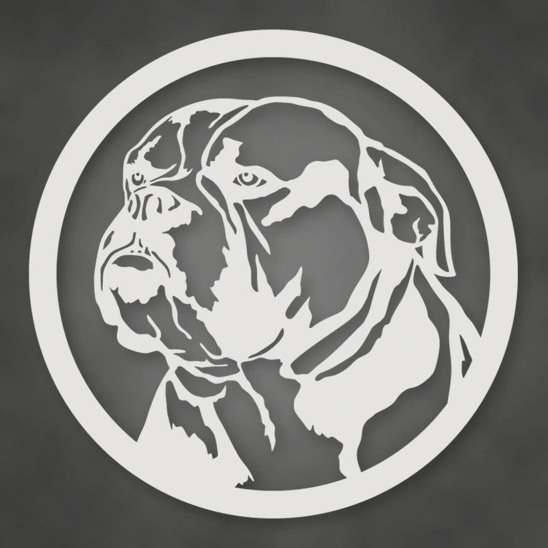 English Bulldog Silhouette Metal Sign shown in Gloss White powder coat finish.