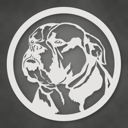 English Bulldog Silhouette Metal Sign shown in Gloss White powder coat finish.