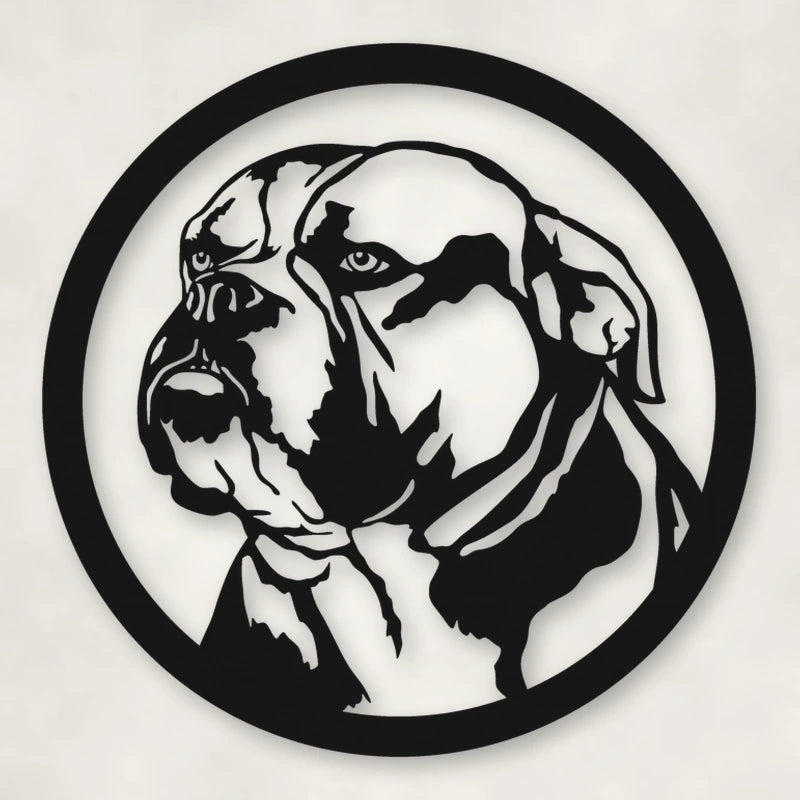 English Bulldog Silhouette Metal Sign shown in Matte Black powder coat finish.