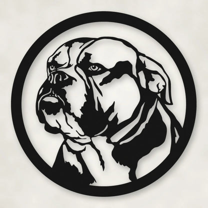 English Bulldog Silhouette Metal Sign shown in Matte Black powder coat finish.