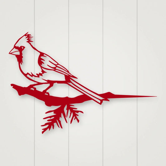 Cardinal Metal Tree Sign shown in Gloss Red powder coat finish.
