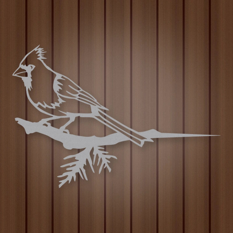 Cardinal Metal Tree Sign shown in Metallic Silver powder coat finish.