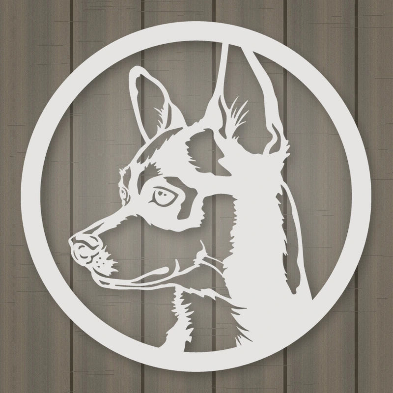 Chihuahua Dog Silhouette Metal Sign shown in Gloss White powder coat finish.