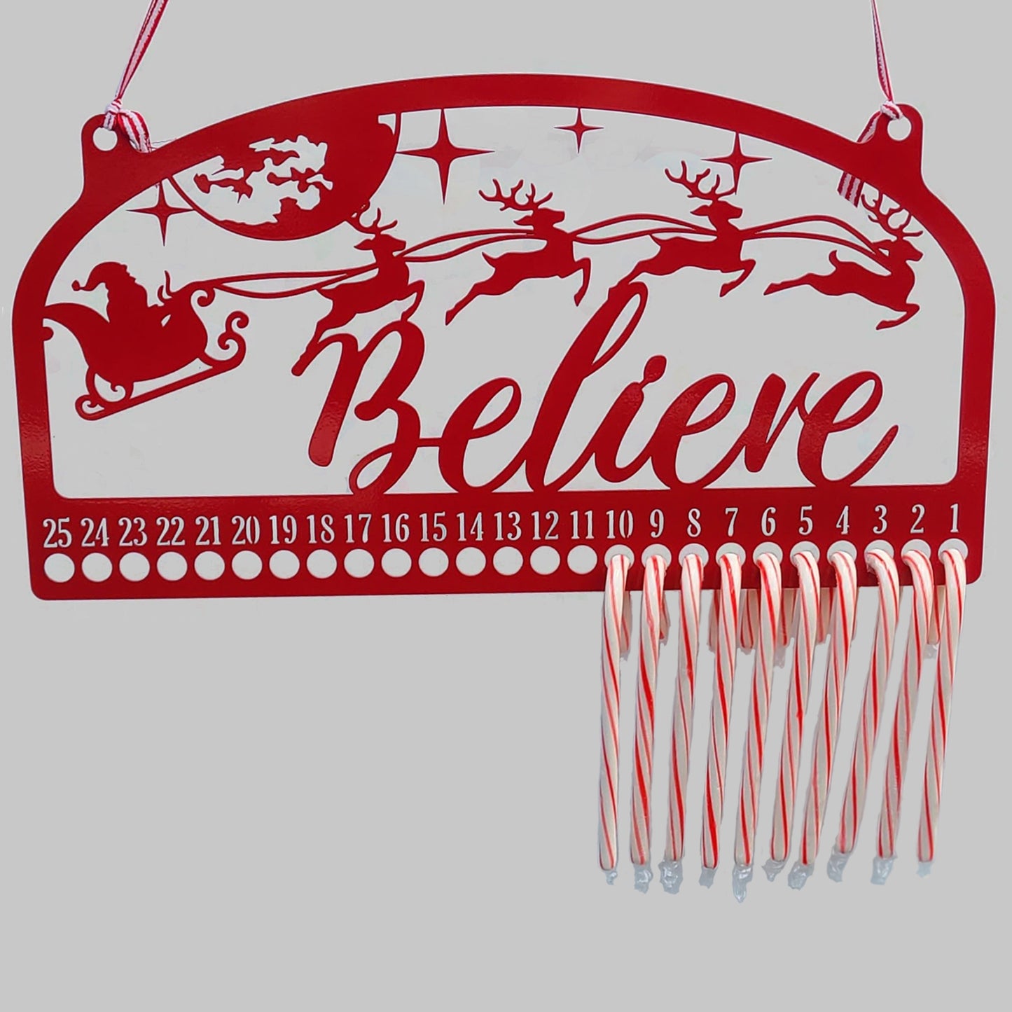 Christmas Countdown Believe Candy Cane Hanger