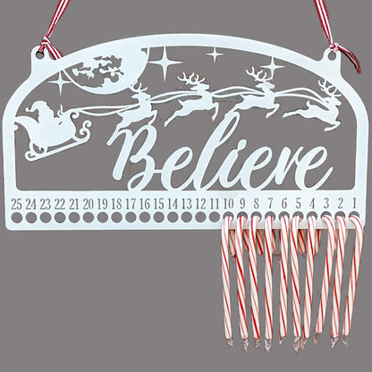 Christmas Countdown Believe Candy Cane Hanger