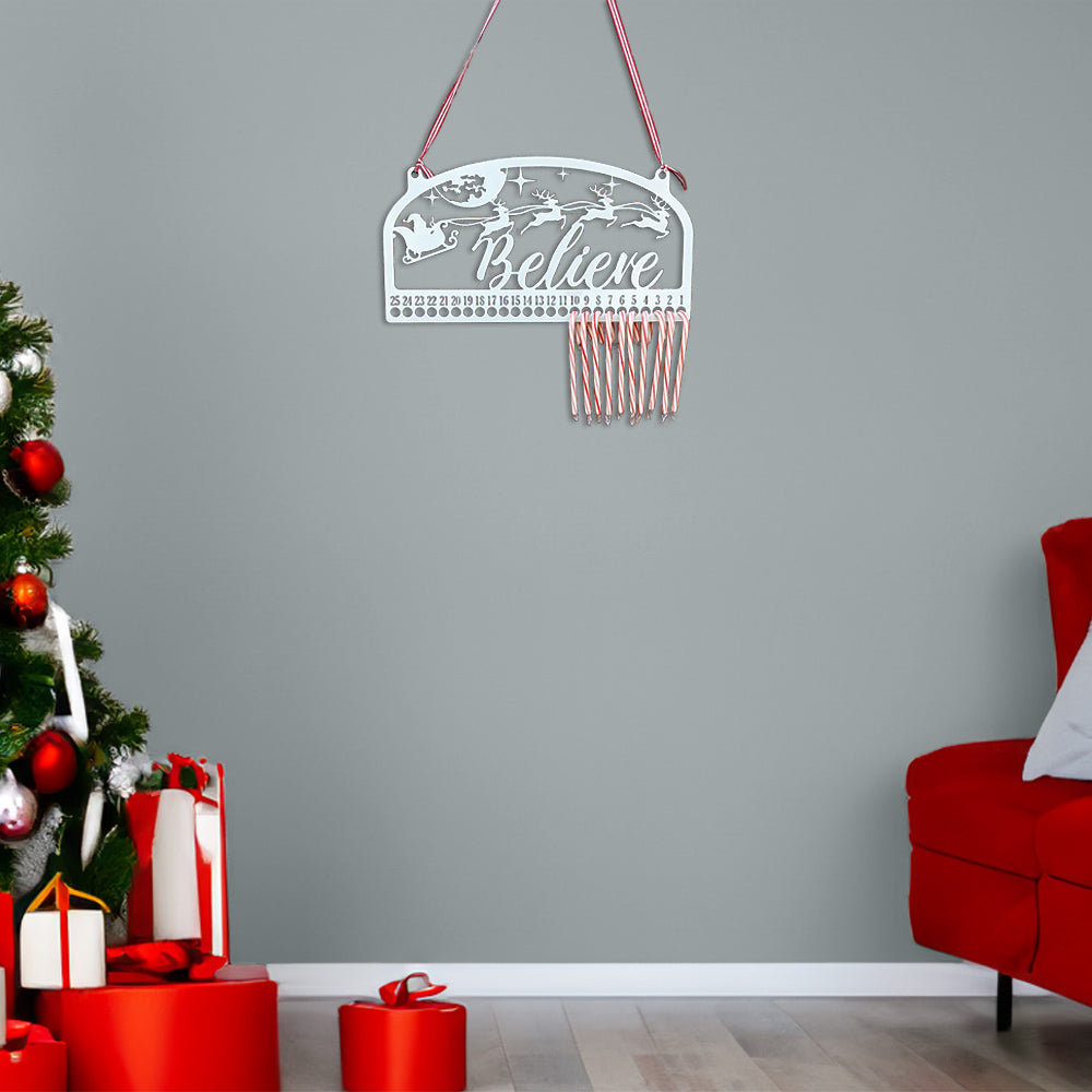 Christmas Countdown Believe Candy Cane Hanger