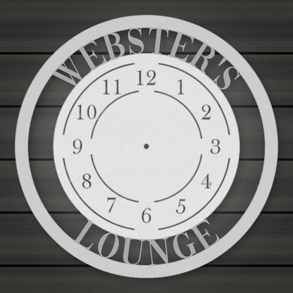 Modern Design Personalized Metal Wall Clock shown in Metallic Silver powder coat finish.