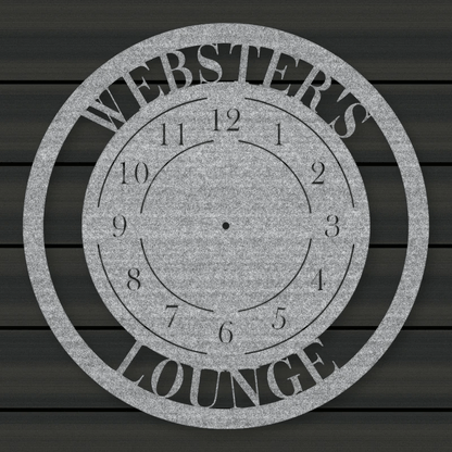 Modern Design Personalized Metal Wall Clock Raw Steel / Rust animated finish preview Shopify Ready.
