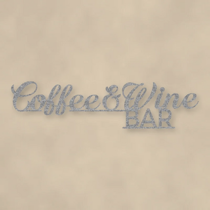 Coffee & Wine Bar Script Metal Sign Raw Steel / Rust animated finish preview Shopify Ready.