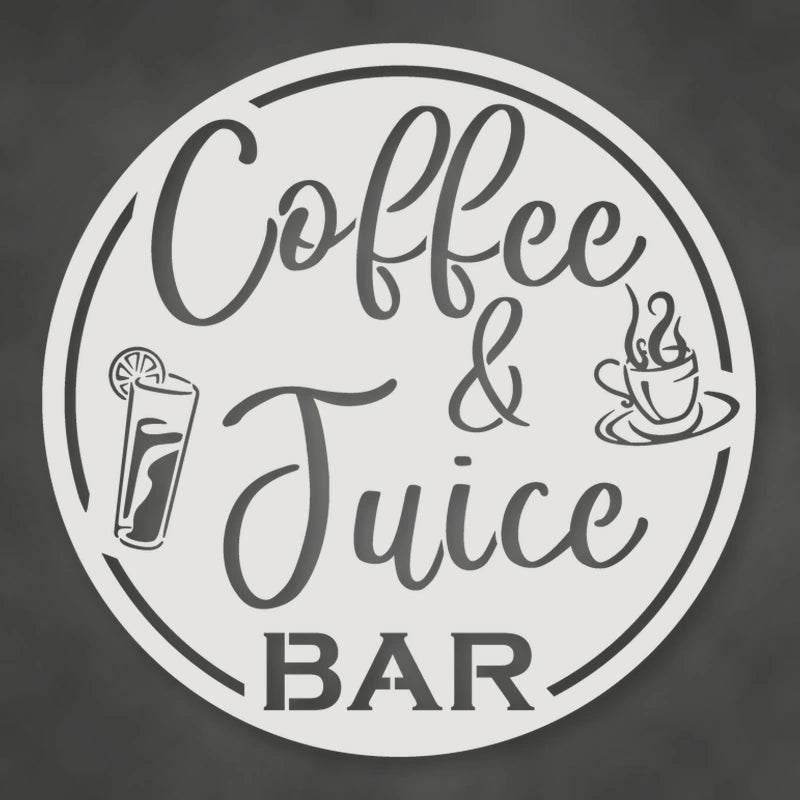 Coffee & Juice Bar Round Metal Wall Sign shown in Gloss White powder coat finish.