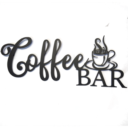 Coffee Bar Script Metal Sign - Modern Steel Wall Art