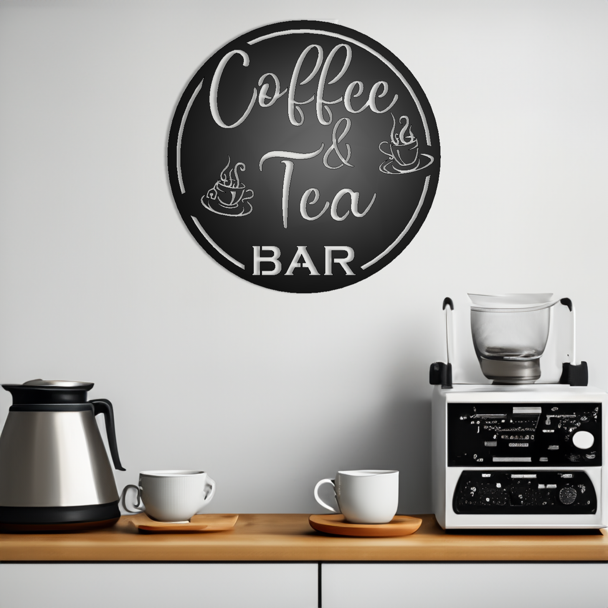 Coffee & Tea Bar Round Metal Wall Sign – Nightingale Metal Design