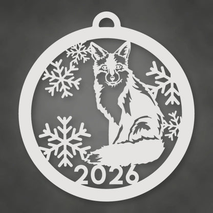 Holiday Fox 2026 Limited Edition Holiday Ornament shown in Gloss White powder coat finish.