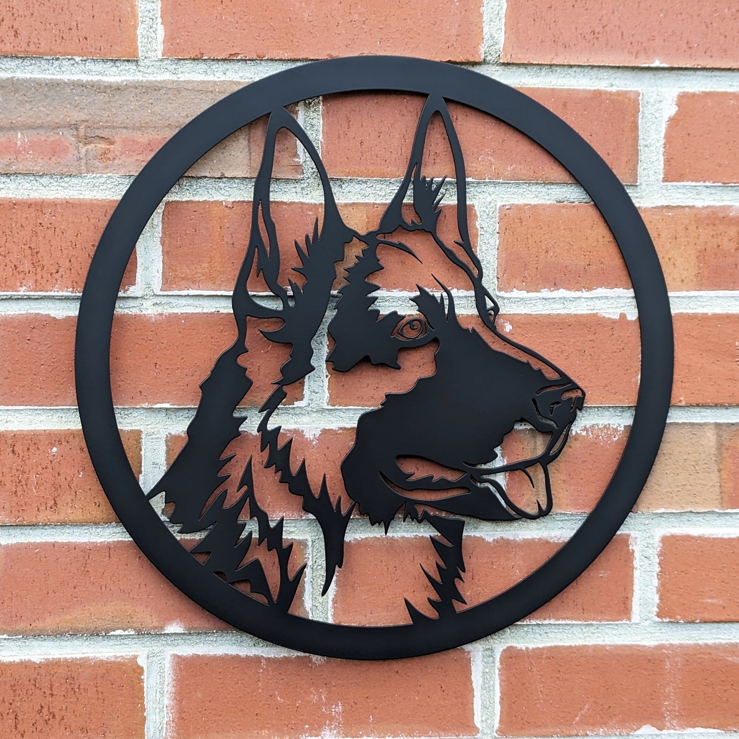 German Shepherd Dog Silhouette Metal Sign