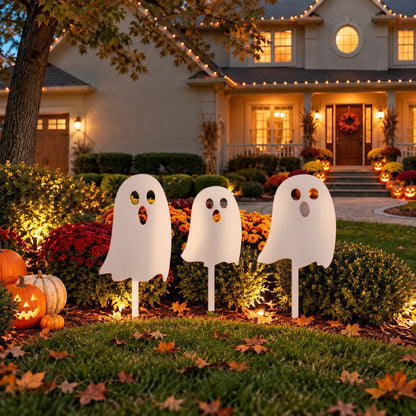 Ghosts - 3 Pack Metal Garden Ghosts - Spooky Steel Yard Decoration Set