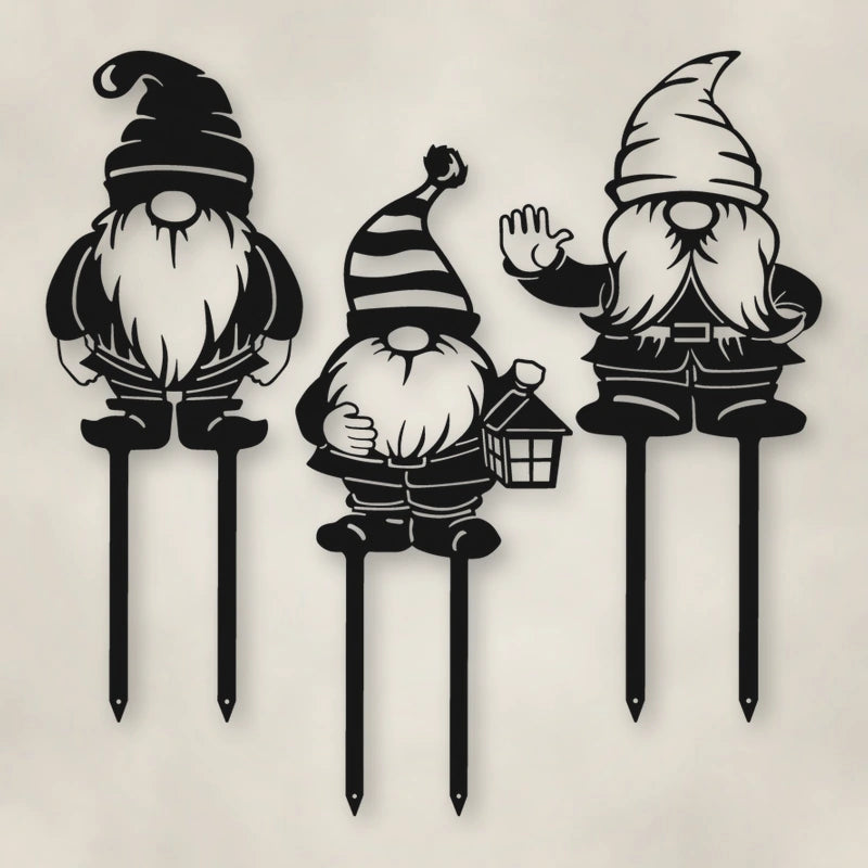 Gnomes shown in Matte Black powder coat finish.