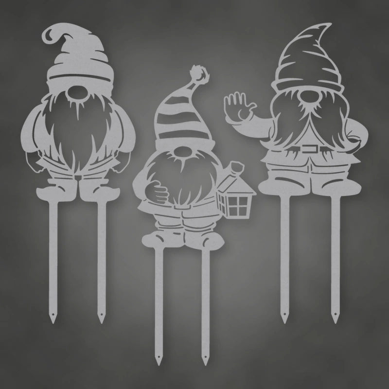 Gnomes shown in Metallic Silver powder coat finish.