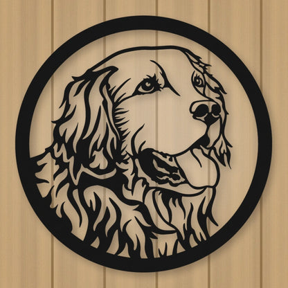 Golden Retriever Dog Silhouette Metal Sign shown in Matte Black powder coat finish.
