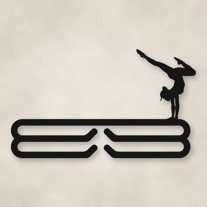Female Gymnast Medal Hanger shown in Matte Black powder coat finish.