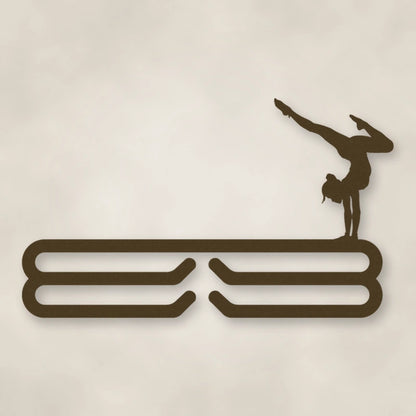 Female Gymnast Medal Hanger shown in Metallic Bronze powder coat finish.