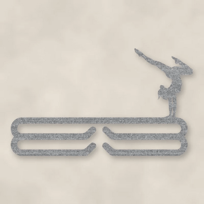 Female Gymnast Medal Hanger Raw Steel / Rust animated finish preview Shopify Ready.