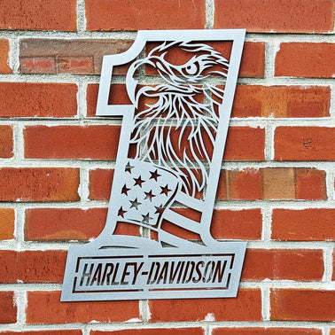 Nightingale Metal Design - Harley Davidson 1 with Flag and Eagle