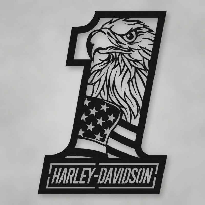 Harley Davidson 1 With Flag And Eagle shown in Matte Black powder coat finish.