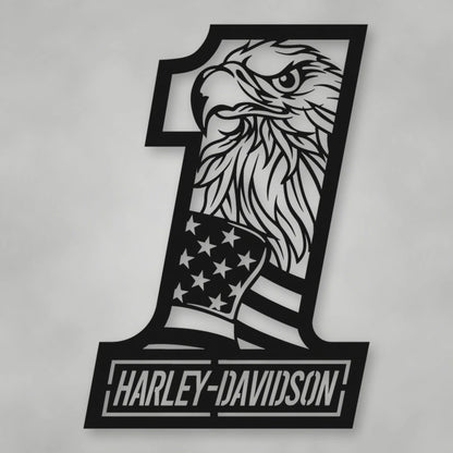 Harley Davidson 1 With Flag And Eagle shown in Matte Black powder coat finish.