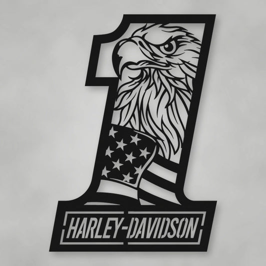 Harley Davidson 1 With Flag And Eagle shown in Matte Black powder coat finish.