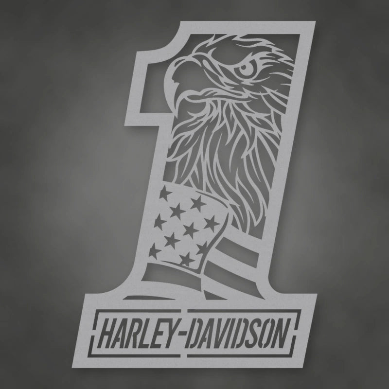 Harley Davidson 1 With Flag And Eagle shown in Metallic Silver powder coat finish.