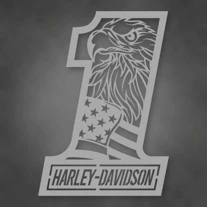 Harley Davidson 1 With Flag And Eagle shown in Metallic Silver powder coat finish.