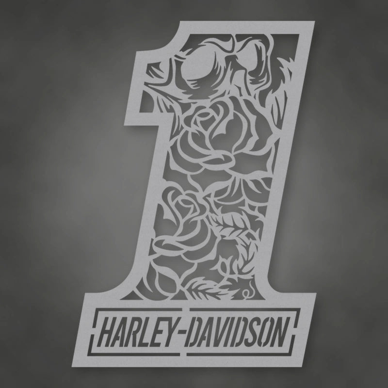 Harley Davidson 1 With Skull And Roses shown in Metallic Silver powder coat finish.