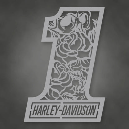 Harley Davidson 1 With Skull And Roses shown in Metallic Silver powder coat finish.