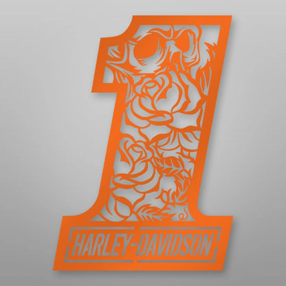 Harley Davidson 1 With Skull And Roses shown in Orange powder coat finish.