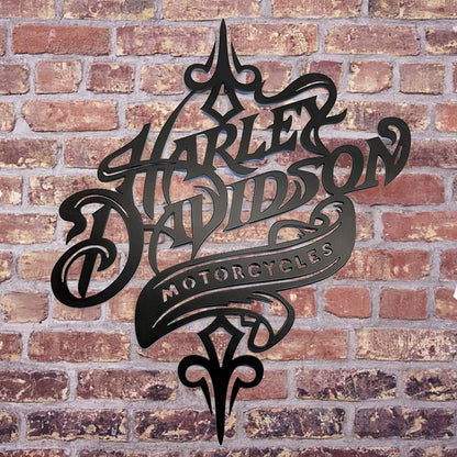 Harley Davidson Rustic Sign Black on brick wall background