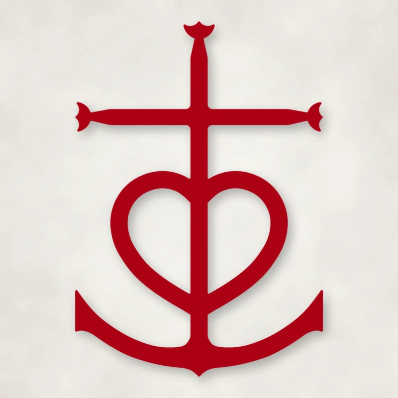Faith, Hope, Love Metal Sign shown in Gloss Red powder coat finish.