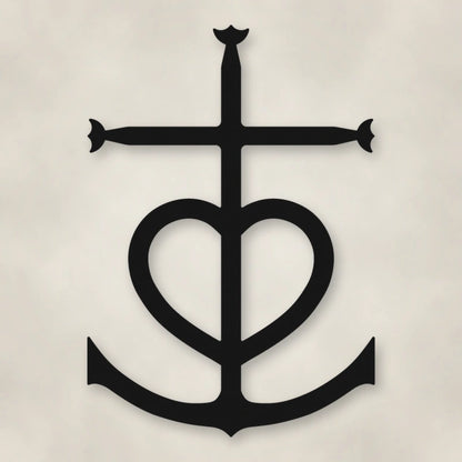 Faith, Hope, Love Metal Sign shown in Matte Black powder coat finish.