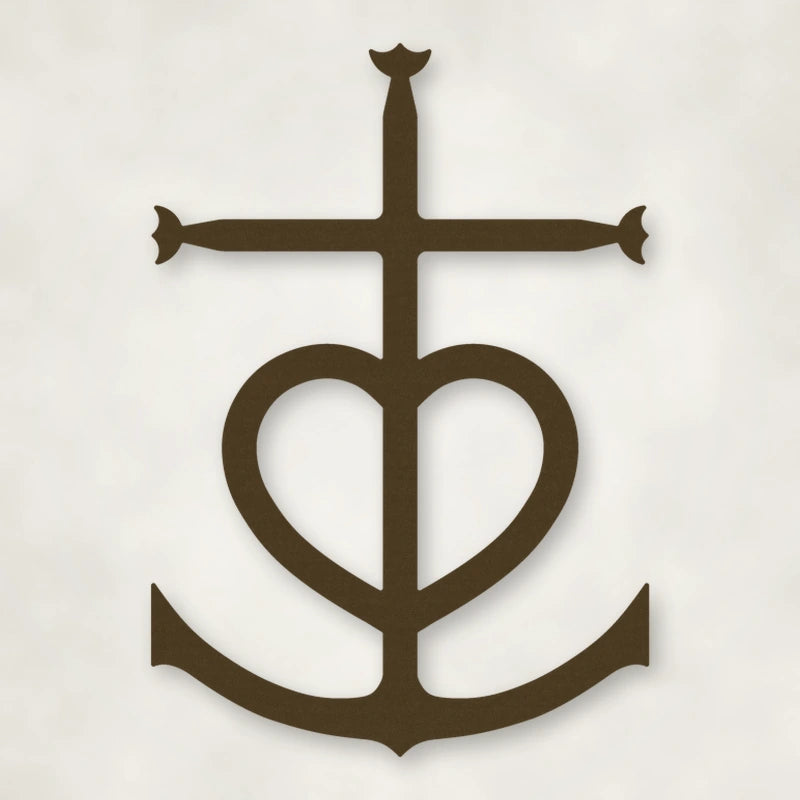 Faith, Hope, Love Metal Sign shown in Metallic Bronze powder coat finish.